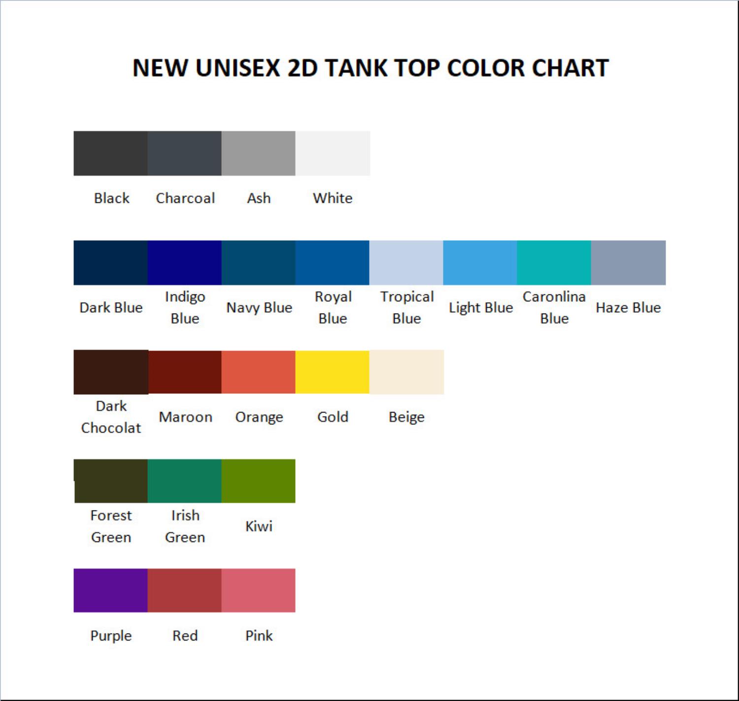 tank top color chart - Devilman Store