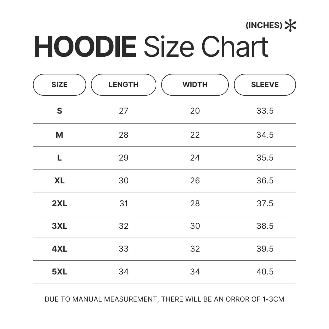 Hoodie Size Chart - Devilman Store