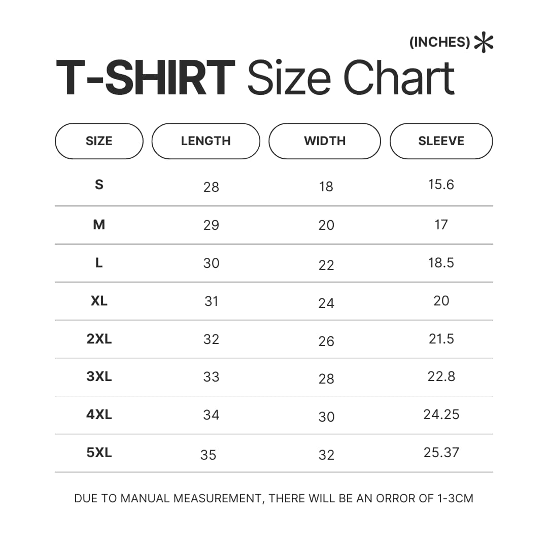 T shirt Size Chart - Devilman Store