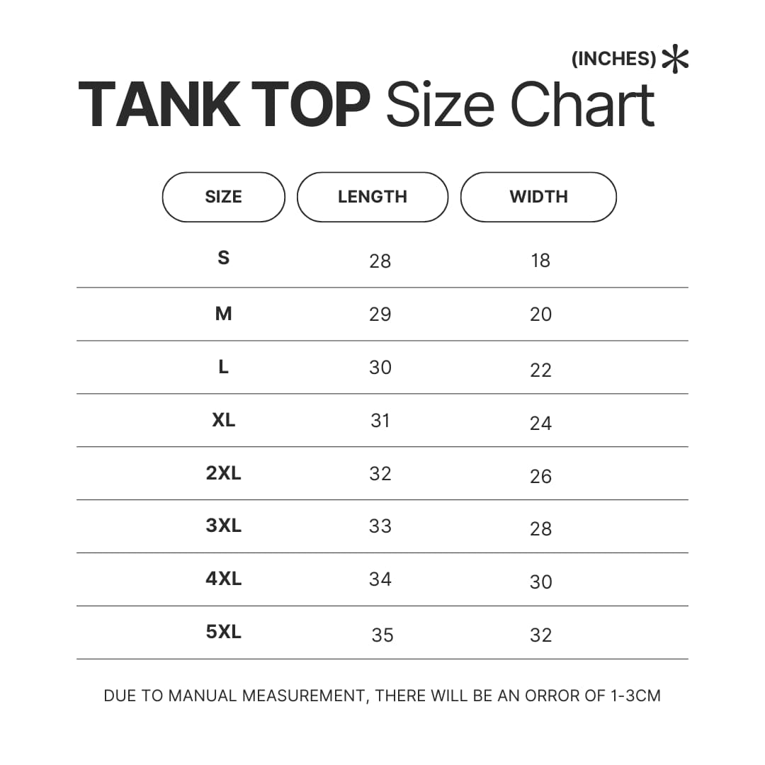 Tank Top Size Chart - Devilman Store